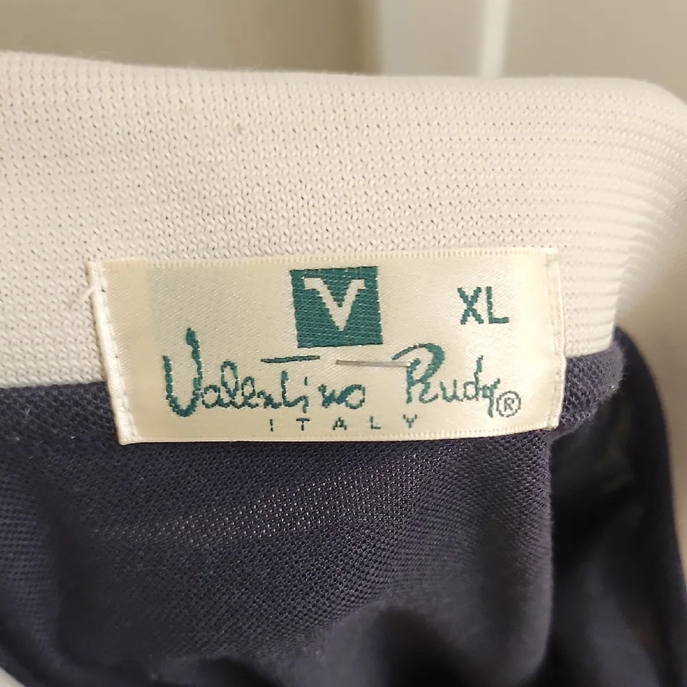 Valentino Rudy Navy Polo Shirt | Vintage Retro Collar | Men’s - Picture 8 of 11